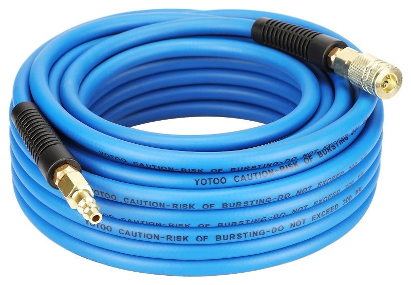 YOTOO Hybrid Air Hose 1/4 in. x 50 ft, 300 PSI Heavy Duty Air Compressor Hose, Lightweight, Kink Resistant, All-Weather Flexibility with 1/4-Inch Industrial Air Fittings and Bend Restrictors, Blue - Image 1